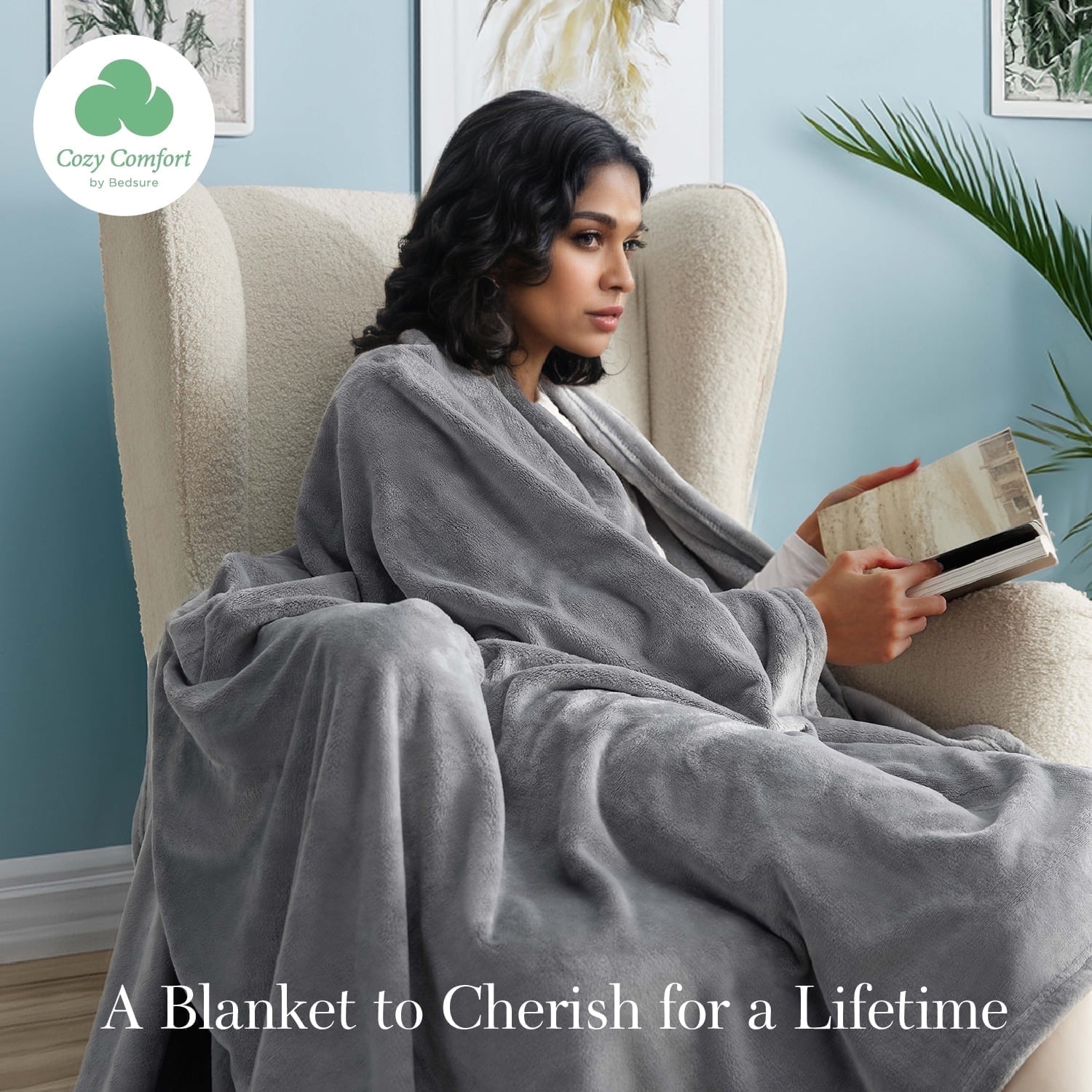 Cozy Comfort Fleece Throw Blanket for Couch Grey - Lightweight Plush Fuzzy Cozy Soft Blankets and Throws for Sofa, 50x60 inches